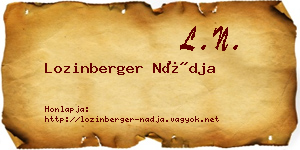 Lozinberger Nádja névjegykártya